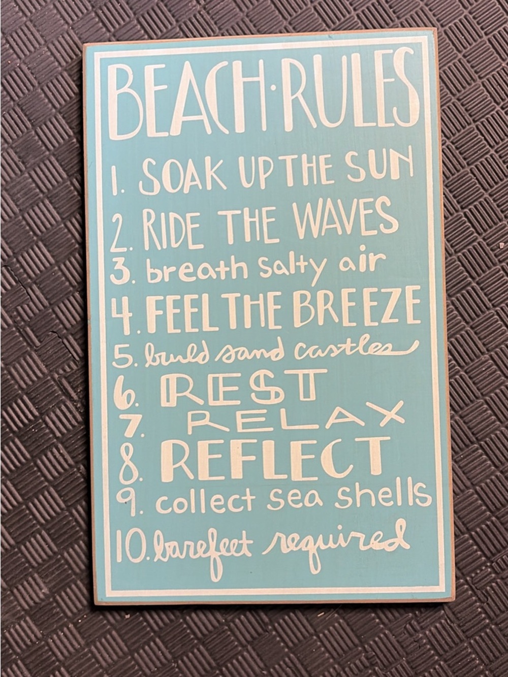 Beach Rules Wall Sign - Aqua & White